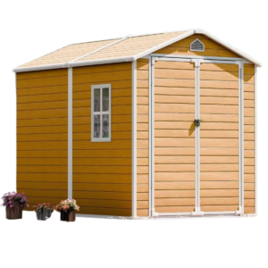 Wood-Look Resin Outdoor Storage Shed with Included Floor – Waterproof & Durable