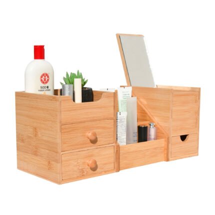 Bamboo Desktop & Makeup Organizer